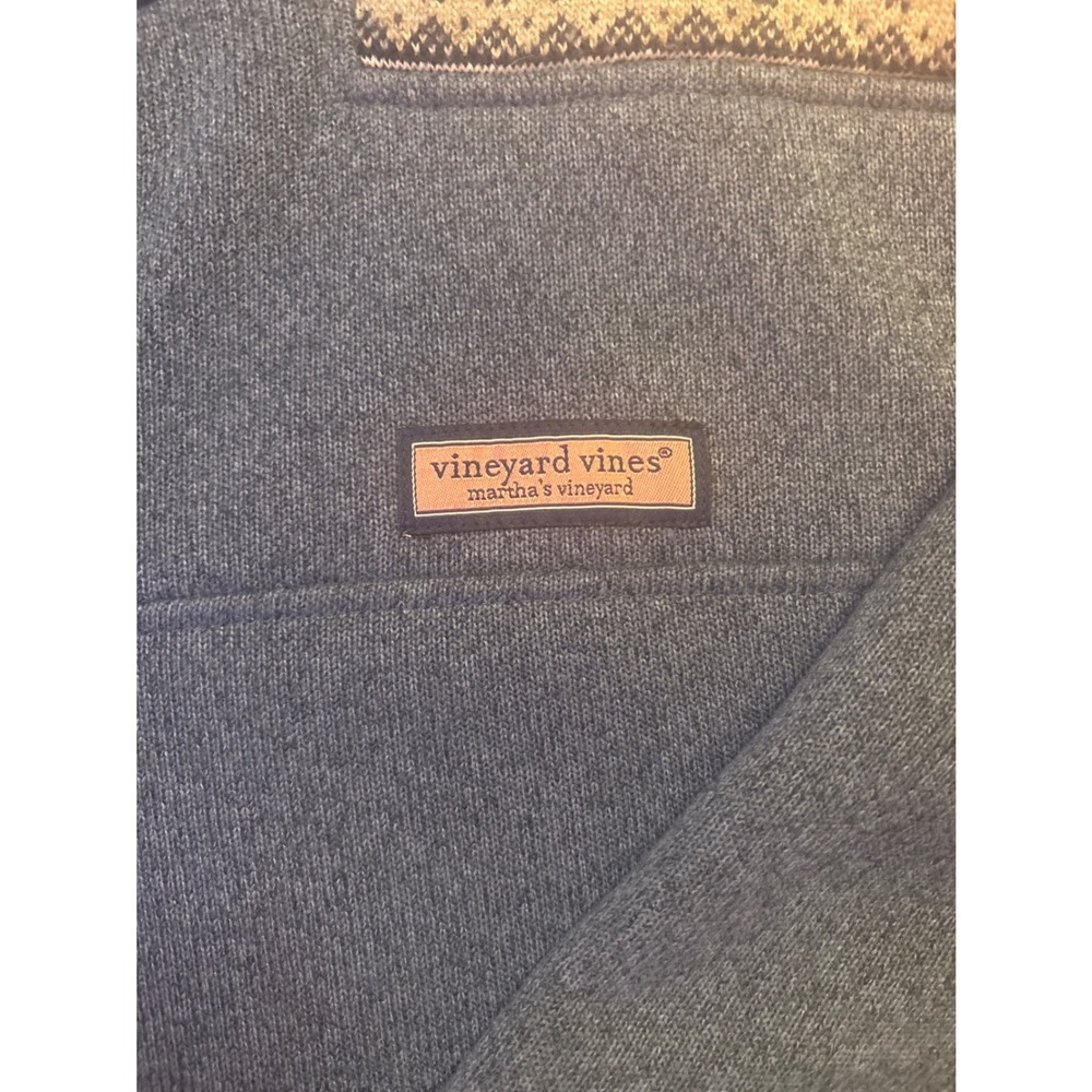 Vineyard Vines Mens Blue Marlin Fair Isle Quarter Zip Pullover Sweater Large - Picture 3 of 7